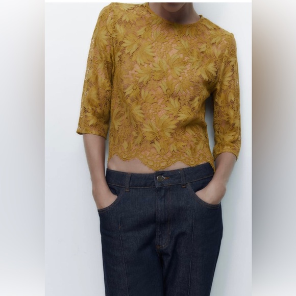 Zara floral lace blouse. Beautiful detailing. - Picture 3 of 8
